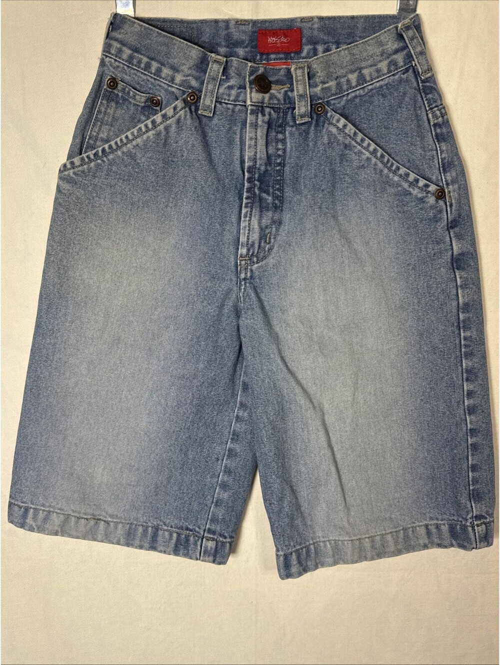 Vintage Mossimo Kids Girls High Waisted Denim Bermuda Shorts Light Wash Size 8